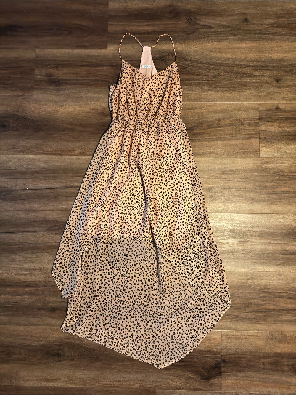 freebird Blush Leopard-Print High-Low Maxi Dress
